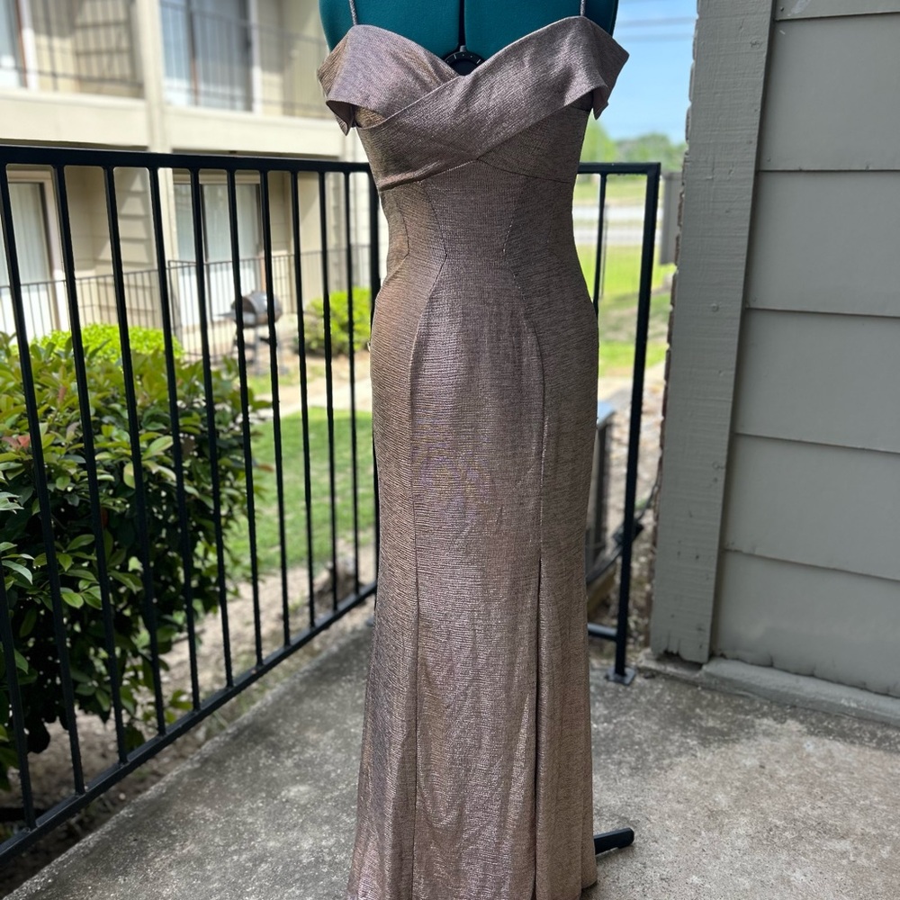 Gold Ruched Sequin Gown for Weddings